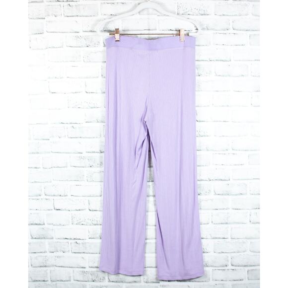 Jonathan Simkhai Purple Ribbed Knit Wide Leg Pants Medium Active Athletic Lounge - Picture 6 of 11